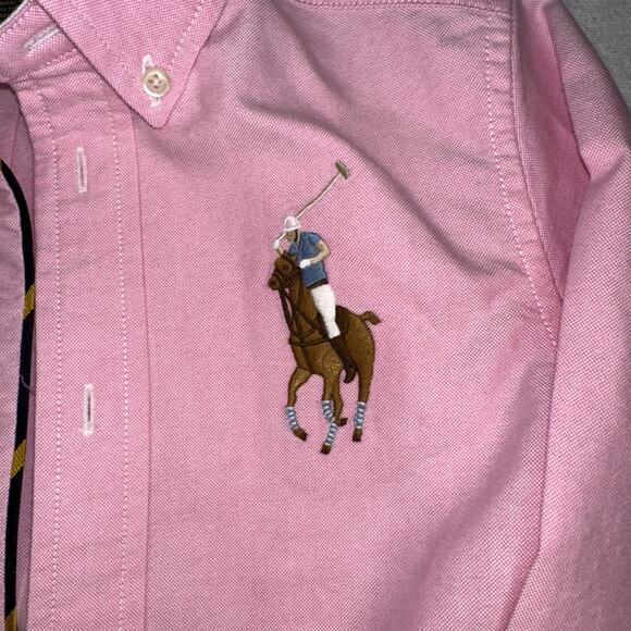 Ralph Lauren Boys Button-Down Shirt Size 5 Pink Pony Logo - Picture 3 of 9